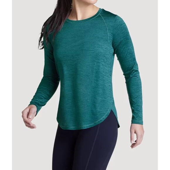 Eddie Bauer Resolution Tunic Tee Top Womens Large Blue Long Sleeve Wicking NEW - Picture 2 of 11